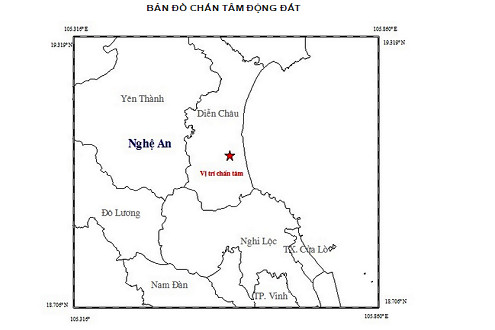 Động đất mạnh 3,6 độ richter tại Nghệ An