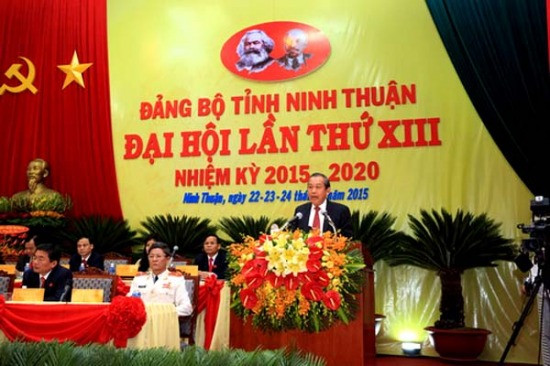 Bí thư Trung ương Đảng, Chánh án TANDTC Trương Hòa Bình dự Đại hội Đảng bộ tỉnh Ninh Thuận 