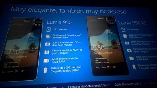 Rò rỉ chi tiết Lumia 950, 950 XL và 550 trước giờ G