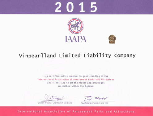 Vinpearlland đạt chứng nhận khu vui chơi giải trí đẳng cấp quốc tế IAAPA