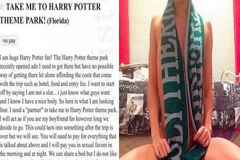 Fan cuồng rao bán thân để kiếm tiền tới công viên Harry Potter