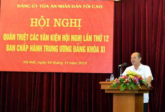 Đảng ủy TANDTC quán triệt các văn kiện Hội nghị lần thứ 12 Ban Chấp hành Trung ương Đảng khóa XI