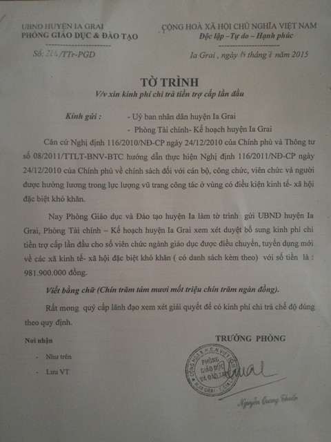 Phòng GD&ĐT huyện Ia Grai: Nói đơn vị “giam” tiền trợ cấp của giáo viên là không đúng!