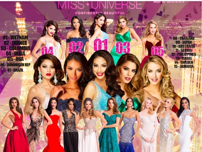 Phạm Hương dẫn đầu top 5 người đẹp được yêu thích nhất Miss Universe 2015