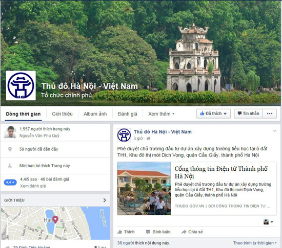 Chính quyền Hà Nội đưa thông tin chỉ đạo, điều hành lên Facebook