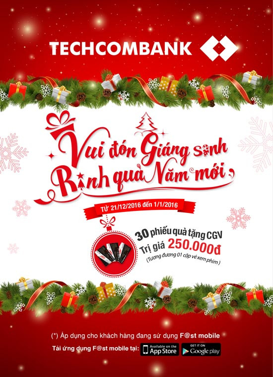 Tận hưởng mùa Giáng sinh với quà tặng tại Fanpage Facebook Techcombank