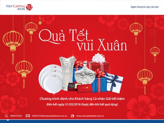 Viet Capital Bank dành hàng nghìn quà tặng khách hàng dịp Tết