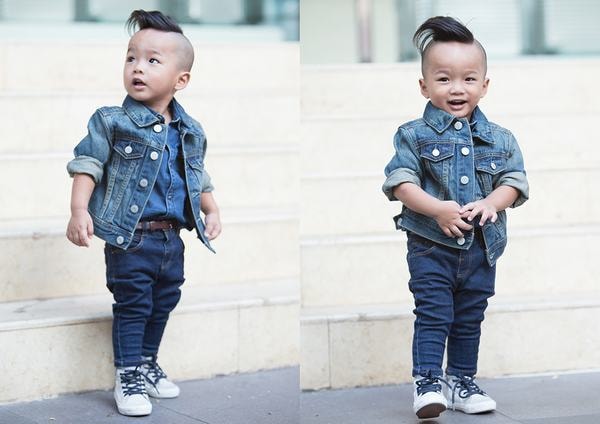 Đỗ Mạnh Cường tự tay làm stylist cho con trai