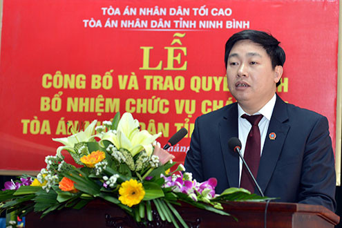 Trao quyết định bổ nhiệm Chánh án TAND tỉnh Ninh Bình