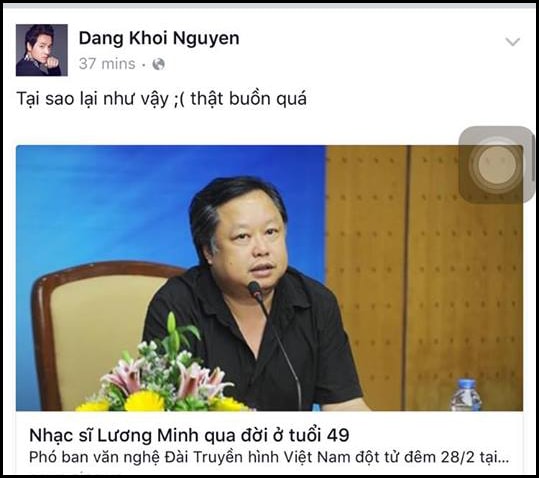 Nghệ sỹ Việt thương tiếc nhạc sỹ Lương Minh đột ngột qua đời