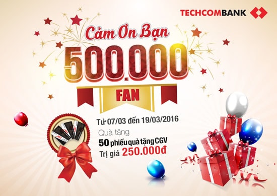 Facebook Fanpage Techcombank đạt 500.000 thành viên