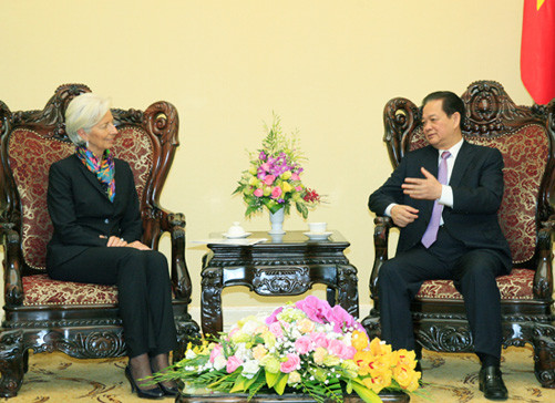 Thủ tướng Nguyễn Tấn Dũng tiếp Tổng Giám đốc Quỹ Tiền tệ Quốc tế 