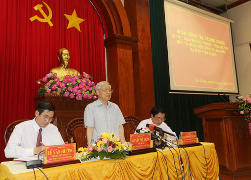 Tổng Bí thư Nguyễn Phú Trọng: Chống hạn, mặn tại Tiền Giang cần có giải pháp cơ bản, lâu dài