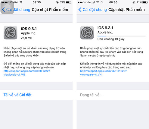Apple tung bản vá iOS 9.3.1 dành cho thiết bị iOS 9.3