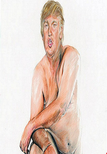 Bức tranh Donald Trump khỏa thân được trưng bày ở Anh
