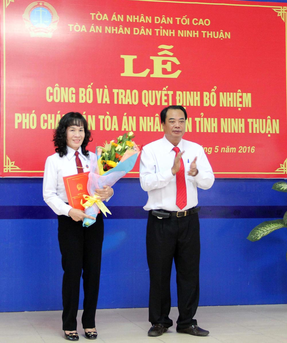 Bổ nhiệm Phó Chánh án TAND tỉnh Ninh Thuận