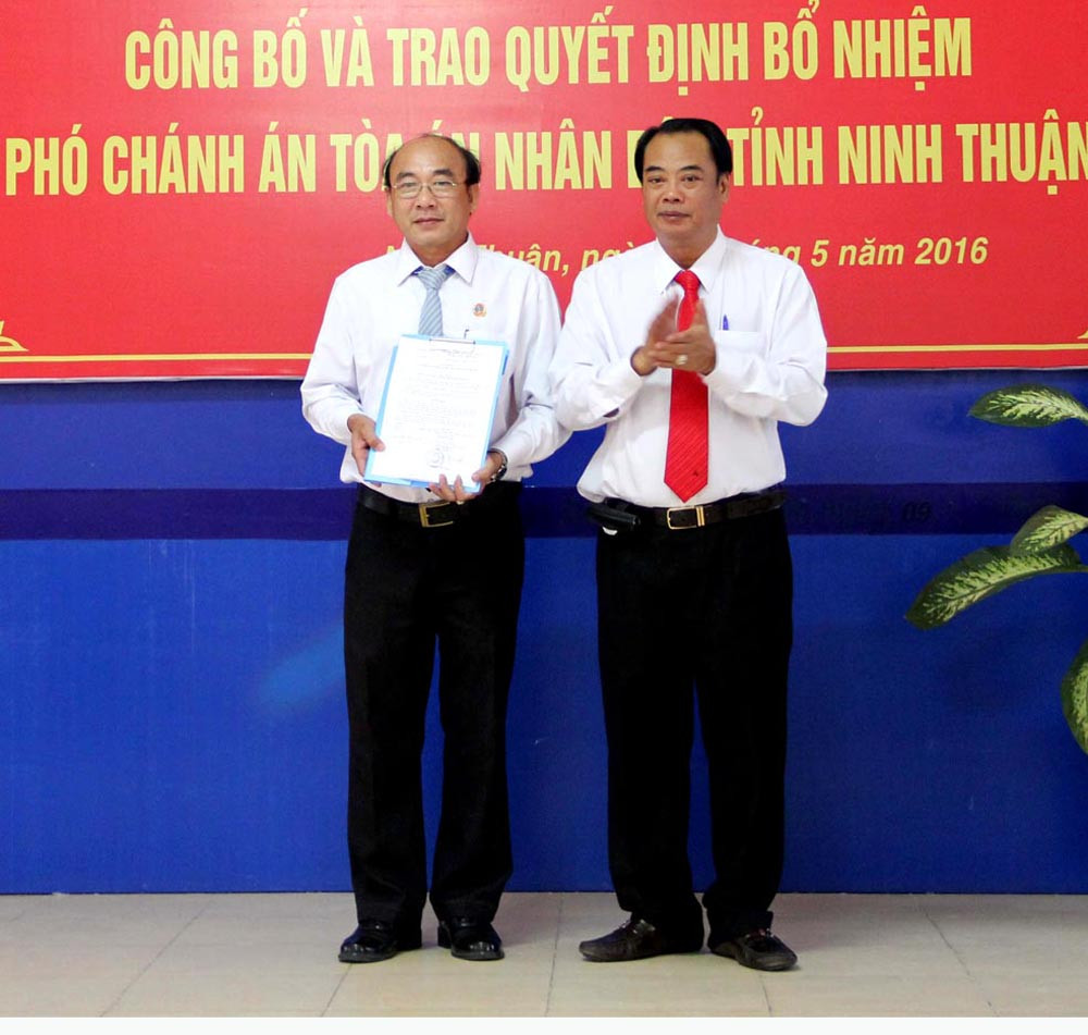 Bổ nhiệm Phó Chánh án TAND tỉnh Ninh Thuận