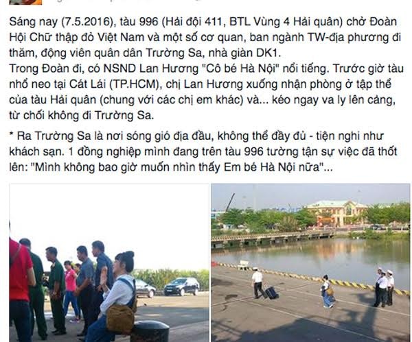 NSND Lan Hương bỏ đi Trường Sa vì sức khỏe: Tình ngay lý gian?!