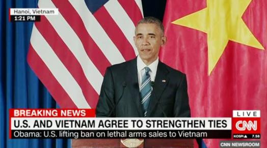 Truyền thông quốc tế đưa tin việc Hoa Kỳ dỡ bỏ cấm vận vũ khí Việt Nam