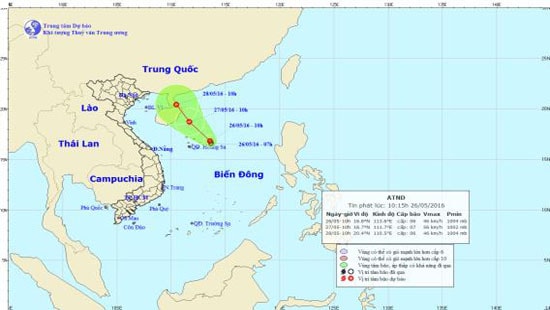 Áp thấp nhiệt đới trên Biển Đông có khả năng mạnh thêm