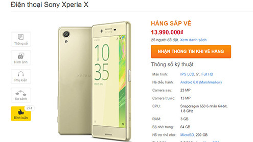 Người Việt đã có thể đặt mua Xperia XA và Xperia X