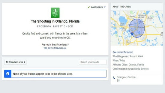 Facebook Safety Check đã hoạt động lần đầu tiên tại Mỹ 