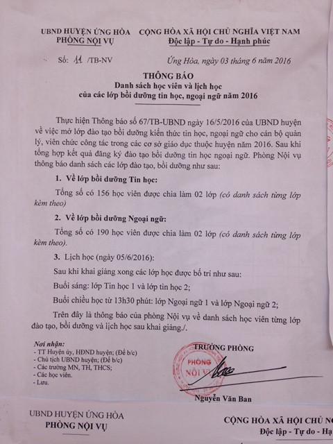 Nhiều dấu hiệu bất thường trong việc sát hạch Tin học, Ngoại ngữ của ĐH Trà Vinh tại huyện Ứng Hòa (Hà Nội)