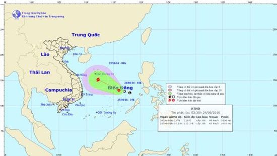 Dự báo thời tiết ngày 24/6: Áp thấp nhiệt đới có khả năng mạnh thêm