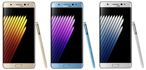 Ảnh cực nét Galaxy Note 7 có màu xanh, bạc và vàng