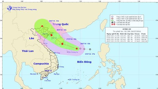 Dự báo thời tiết ngày 26/7: Áp thấp nhiệt đới có khả năng mạnh lên thành bão