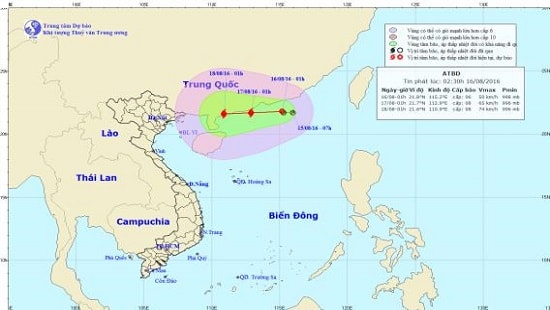 Dự báo thời tiết ngày 16/8: Áp thấp nhiệt đới có khả năng mạnh lên thành bão