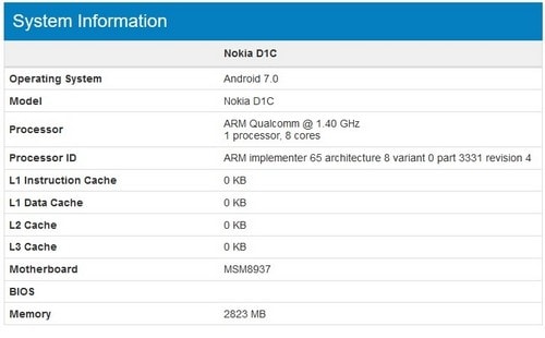 Nokia đánh dấu sự trở lại với sản phẩm D1C chạy Android 7.0