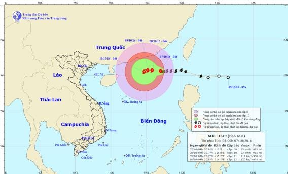 Bão số 6 mạnh cấp 9, tiến sát quần đảo Hoàng Sa