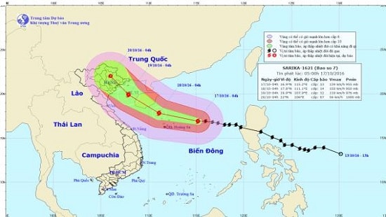 Bão số 7 giật cấp 15, hướng bờ biển Quảng Ninh - Nam Định