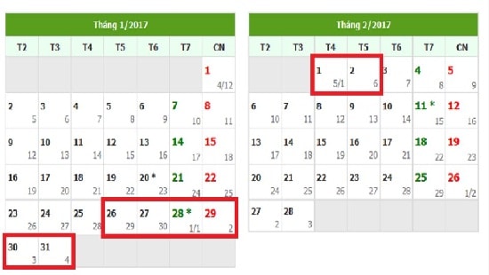Hai phương án nghỉ Tết Âm lịch 2017