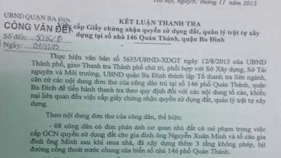 Trở lại vụ khiếu kiện tại số 146 Quán Thánh, Ba Đình, Hà Nội: Vì sao đánh trống bỏ dùi?