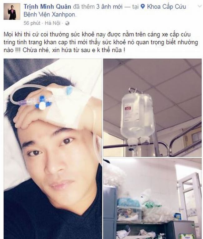 Ca sĩ Minh Quân bất ngờ nhập viện vì sức khỏe