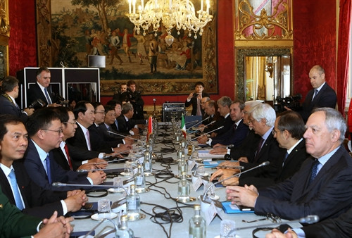 Chủ tịch nước Trần Đại Quang hội đàm với Tổng thống Italy