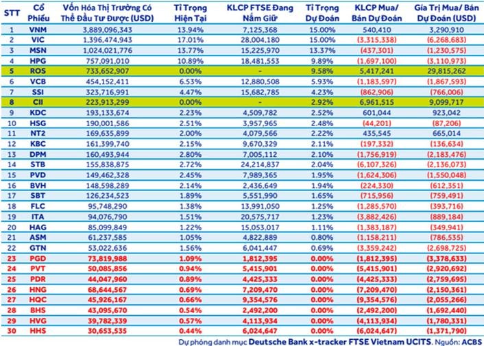 ACBS dự báo CII và HSG sẽ lọt vào danh mục V.N.M ETF 