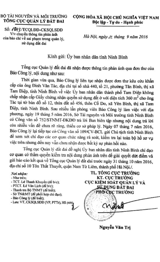 Vụ đất hợp pháp nhưng không được cấp sổ đỏ: UBND tỉnh Ninh Bình phớt lờ chỉ đạo của cơ quan Trung ương?