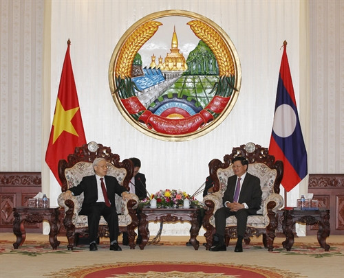 Tổng Bí thư Nguyễn Phú Trọng hội kiến Thủ tướng và Chủ tịch Quốc hội Lào