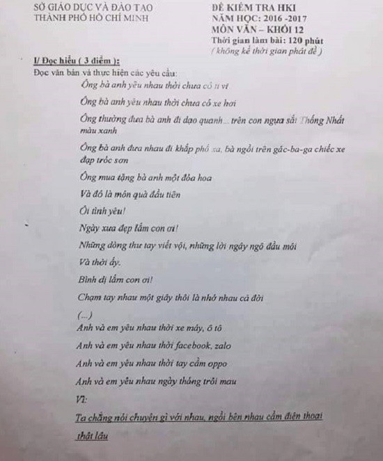 Bài hát “Ông bà anh” được đưa vào đề thi văn lớp 12