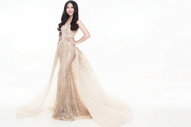 Diệu Ngọc tự tin diện trang phục dạ hội tại Hoa hậu Thế giới 2016