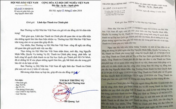 Thanh tra Chính phủ trả lời Hội Nhà báo về vụ ông Nguyễn Minh Mẫn