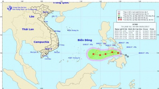 Áp thấp nhiệt đới giật cấp 9 hướng vào Biển Đông