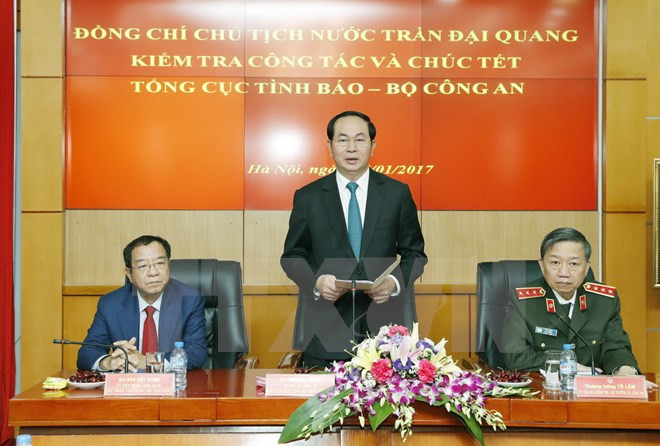 Chủ tịch nước Trần Đại Quang chúc Tết các đơn vị thuộc Bộ Công an