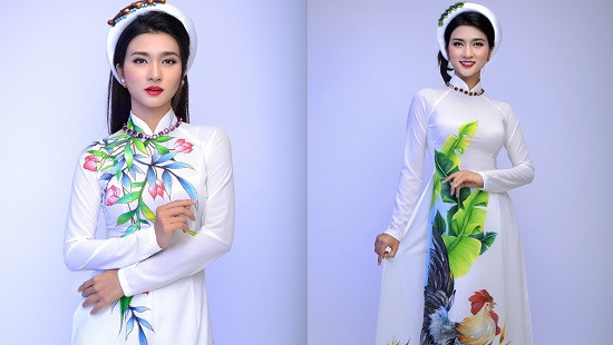 Kim Tuyến đẹp không tỳ vết trong áo dài truyền thống ngày đầu năm