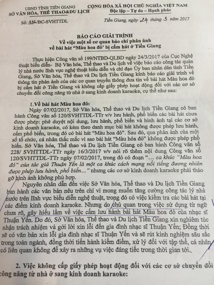 Giám đốc Sở VHTT&DL Tiền Giang xin lỗi gia đình cố nhạc sỹ Thuận Yến