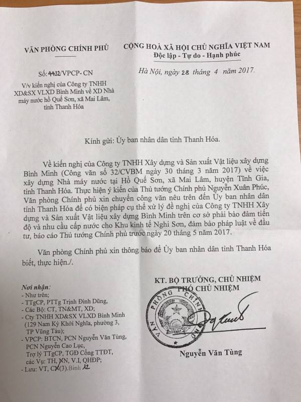 Vướng mắc tại nhà máy nước Nghi Sơn: Thủ tướng yêu cầu Thanh Hóa có biện pháp cụ thể xử lý
