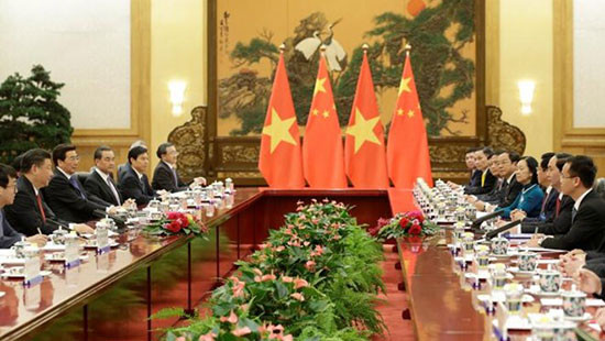 Chủ tịch nước Trần Đại Quang hội đàm cấp cao với Chủ tịch Trung Quốc Tập Cận Bình